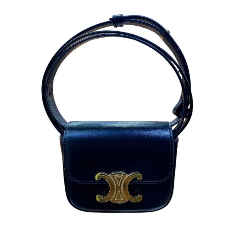 CELINE MINI CLOUDE BLACK SHINY CALFSKIN HANDBAG: CELINE Mini Cloude Black Shiny Calfskin Handbag Brand: CELINE Type: Handbag Material: Shiny Calfskin Color: black Size: W: 11.5cm / H: 10cm / D: 4cm Accessories: None Accessories Notice: When