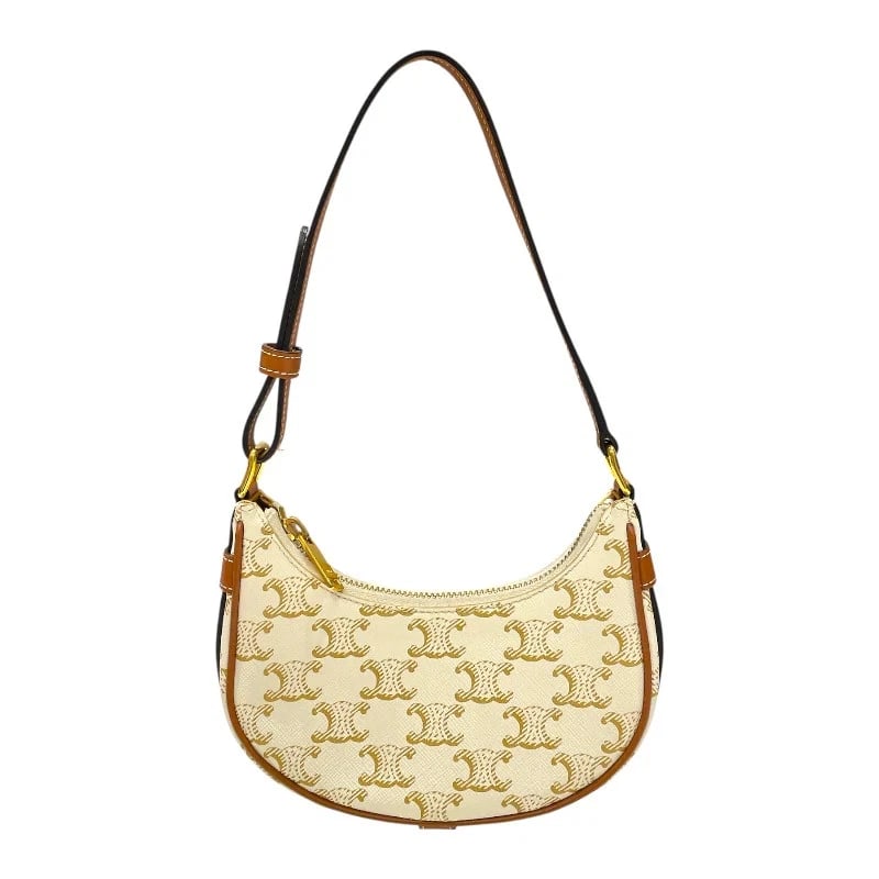 CELINE MINI AVA WHITE/TAN CALFSKIN TRIOMPHE CANVAS HANDBAG (1 of 10)