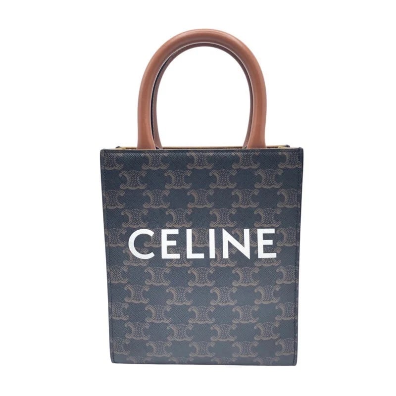 CELINE MINI VERTICAL CABAS TRIOMPHE CANVAS HANDBAG: CELINE Mini Vertical Cabas Triomphe Canvas Handbag Brand: CELINE Type: Handbag Material: Triomphe Canvas Color: NONE Size: W: 17cm / H: 20cm / D: 5cm / Shoulder: 107-111cm Accessories: None