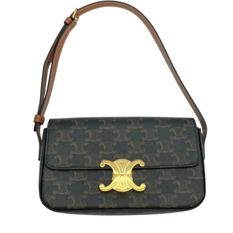 CELINE CLAUDE BROWN TRIOMPHE CANVAS HANDBAG: CELINE Claude Brown Triomphe Canvas Handbag Brand: CELINE Type: Handbag Material: Triomphe Canvas Color: Brown Size: W: 21cm / H: 12cm / D: 4cm / Shoulder: 59-66cm Accessories: None Access