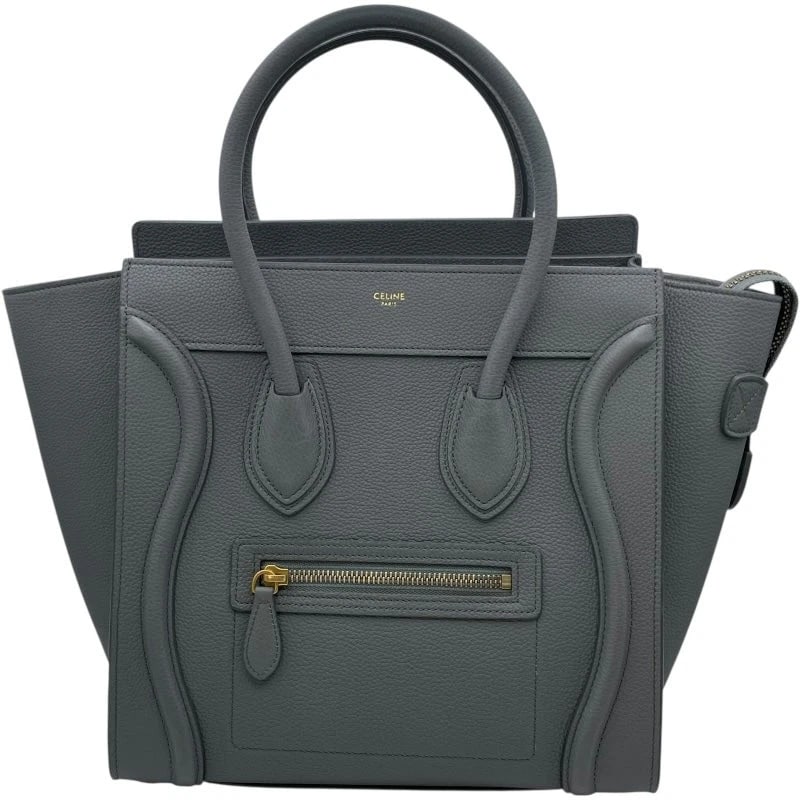 CELINE LUGGAGE MICRO SHOPPER GREY GHW DRUMMED CALF HANDBAG (1 of 10)