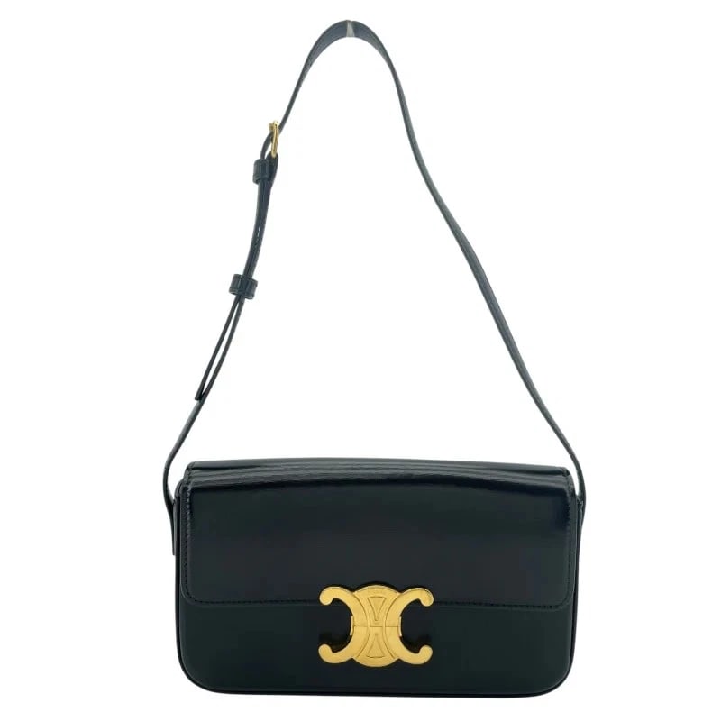 CELINE CLAUDE BLACK GHW SHINY CALF HANDBAG (1 of 10)
