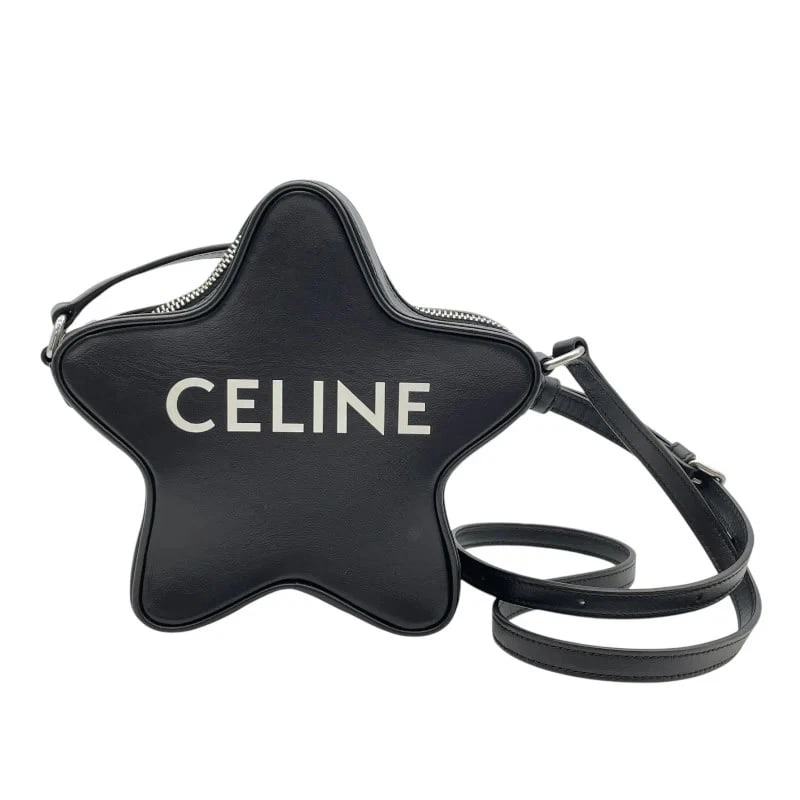 CELINE SMALL ETOILE BLACK CALF LEATHER HANDBAG: CELINE Small Etoile Black Calf Leather Handbag Brand: CELINE Type: Handbag Material: Calf Color: black Size: W: 18cm / H: 17cm / D: 6cm / Shoulder: 113cm Accessories: None Accessories Noti