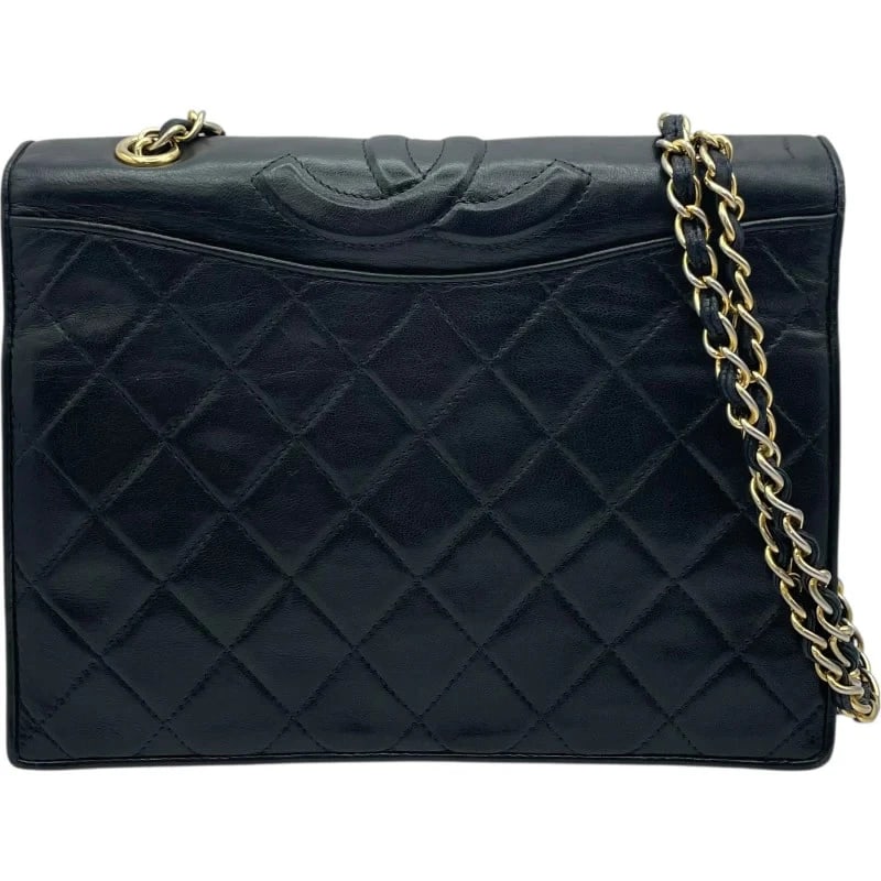 CHANEL MATELASSÉ FLAP BAG BLACK GHW LAMBSKIN HANDBAG (1 of 12)