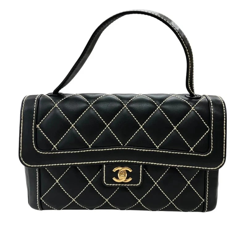 CHANEL WILD STITCH BLACK GHW CALF LEATHER SHOULDER BAG HANDBAG: CHANEL Wild Stitch Black GHW Calf Leather Shoulder Bag Handbag Brand: CHANEL Type: Handbag Material: Calf Color: Black/GD Hardware Size: W: 31cm / H: 21cm / D: 8cm Accessories: None Access