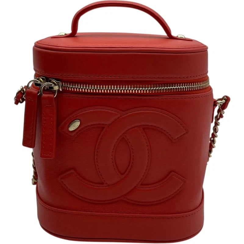 CHANEL VANITY SERIES ORANGE GHW CALF SHOULDER BAG HANDBAG: CHANEL Vanity Series Orange GHW Calf Shoulder Bag Handbag Brand: CHANEL Type: Handbag Material: Calf Color: Orange GD Hardware Size: W: 15cm / H: 16cm / D: 12cm / Shoulder: 131cm Accessories: Non