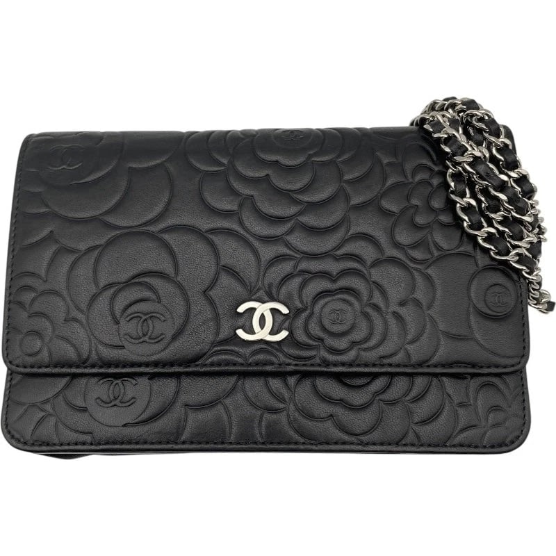 CHANEL CAMELLIA CHAIN WALLET SERIES SHOULDER BAG HANDBAG: CHANEL Camellia Chain Wallet Series Shoulder Bag Handbag Brand: CHANEL Type: Handbag Material: Lambskin Color: Black SV Hardware Size: W: 19cm / H: 12cm / D: 4cm / Shoulder: 124cm Accessories: No