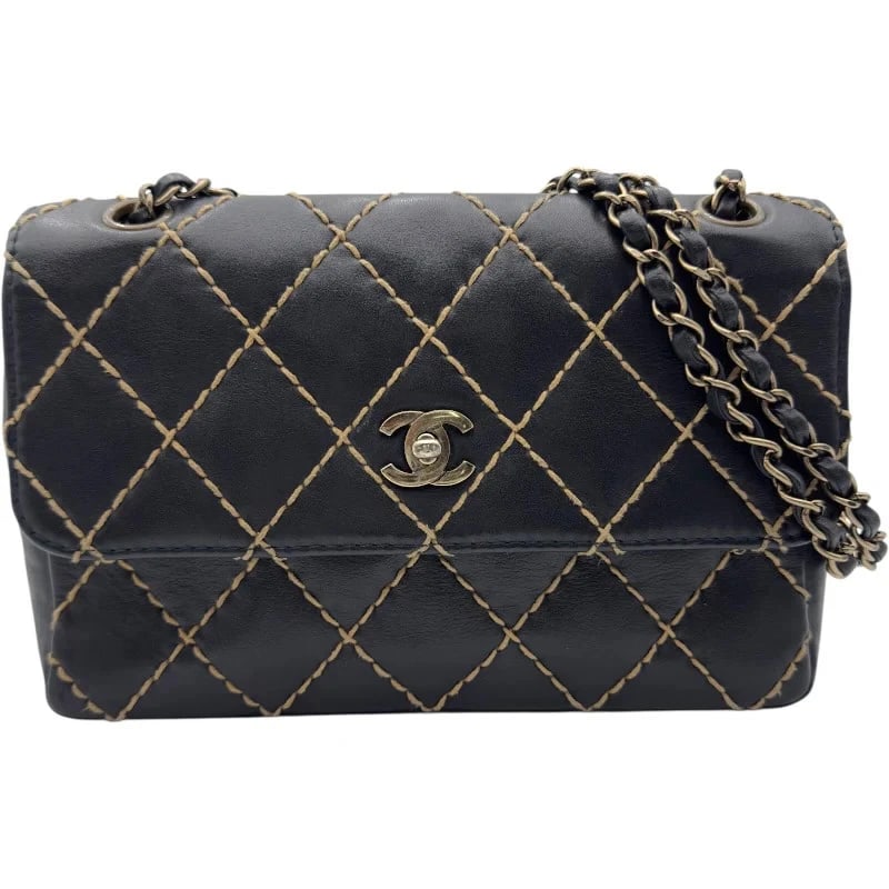 CHANEL WILD STITCH CHAIN SHOULDER BAG SERIES BLACK GHW CALF HANDBAG: CHANEL Wild Stitch Chain Shoulder Bag Series Black GHW Calf Handbag Brand: CHANEL Type: Handbag Material: Calf Color: Black GD Hardware Size: W: 25cm / H: 17cm / D: 6cm / Shoulder: 55-90cm Access