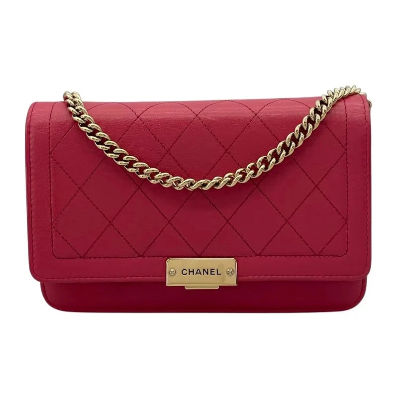 CHANEL CHAIN WALLET SERIES PINK GHW CALF HANDBAG (1 of 11)