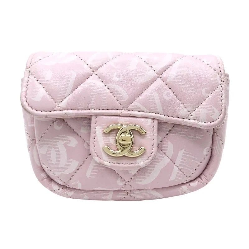 CHANEL MATELASSE WRIST POUCH PINK GHW POUCH HANDBAG: CHANEL Matelasse Wrist Pouch Pink GHW Pouch Handbag Brand: CHANEL Type: Handbag Material: Pink GD Hardware Color: Leather Size: W: 12cm / H: 8cm / D: 3cm Accessories: None Accessories Noti