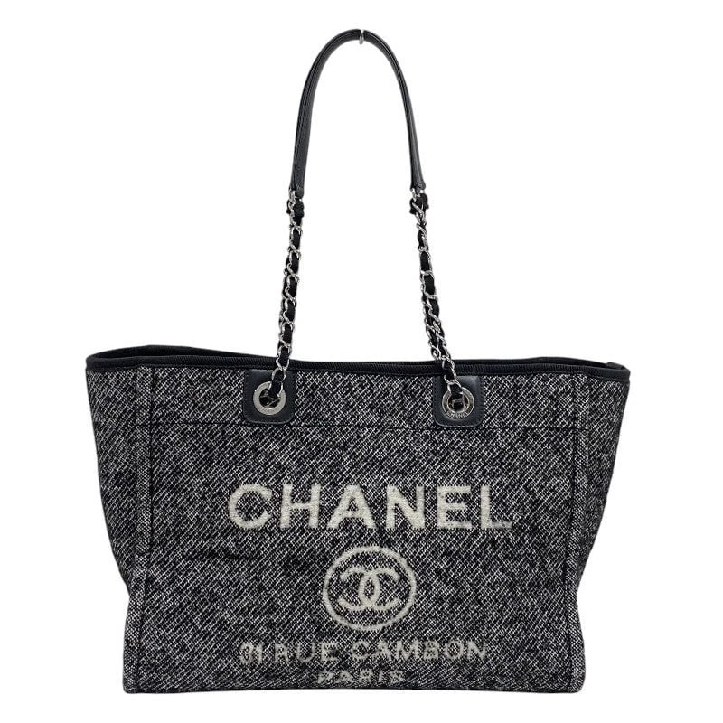 CHANEL DEAUVILLE MM BLACK SHW TWEED SHOULDER BAG HANDBAG (1 of 12)