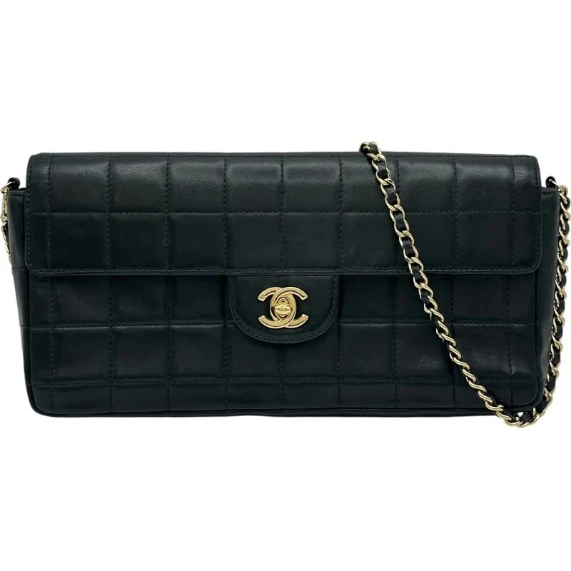 CHANEL CHOCO BAR CHAIN SHOULDER 7 SERIES BLACK GHW LAMBSKIN HANDBAG (1 of 9)