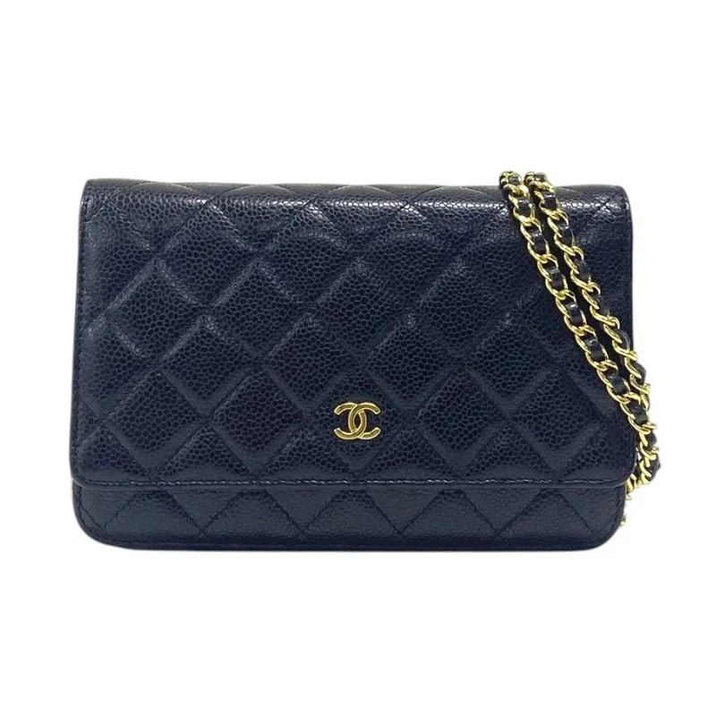 CHANEL MATELASSE CHAIN WALLET SHOULDER BAG HANDBAG: CHANEL Matelasse Chain Wallet Shoulder Bag Handbag Brand: CHANEL Type: Handbag Material: Caviar Skin Color: Black/GD Hardware Size: W: 19cm / H: 12cm / D: 3cm / Shoulder: 125cm Accessories: None