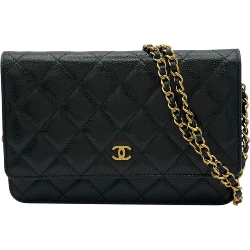 CHANEL MATELASSE CHAIN WALLET SHOULDER BAG HANDBAG: CHANEL Matelasse Chain Wallet Shoulder Bag Handbag Brand: CHANEL Type: Handbag Material: Caviar Color: Black/GD Hardware Size: W: 19cm / H: 13cm / D: 3cm / Shoulder: 141cm Accessories: None