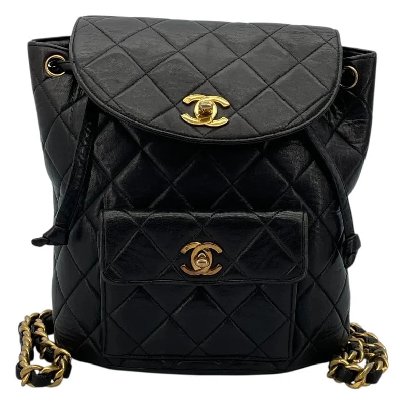 CHANEL MATELASSE BACKPACK BLACK GHW LAMBSKIN HANDBAG (1 of 12)