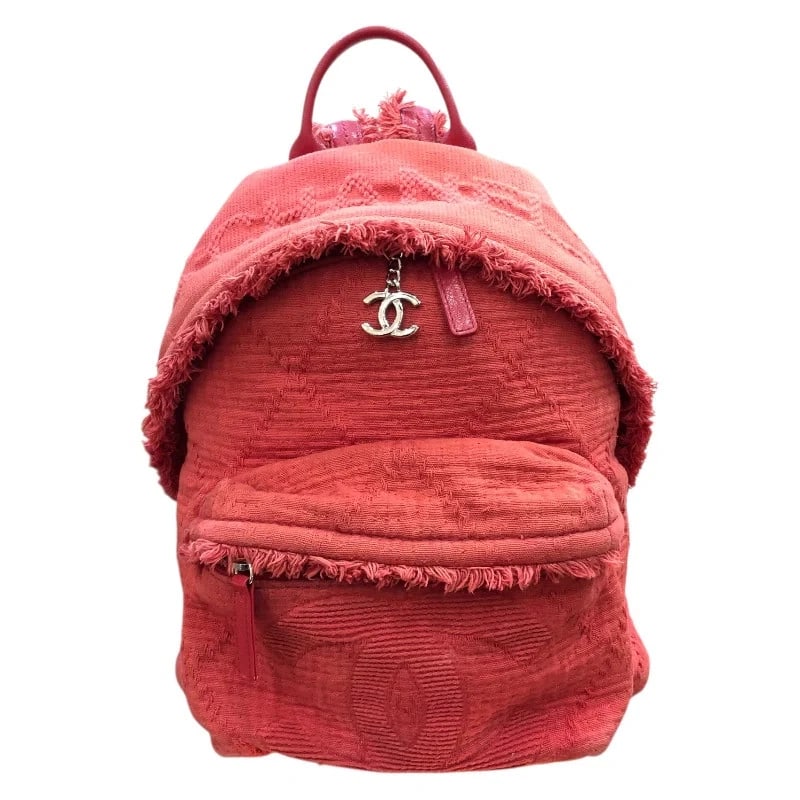 CHANEL COCO MARK BACKPACK RED SHW MIXED FIBER HANDBAG (1 of 10)