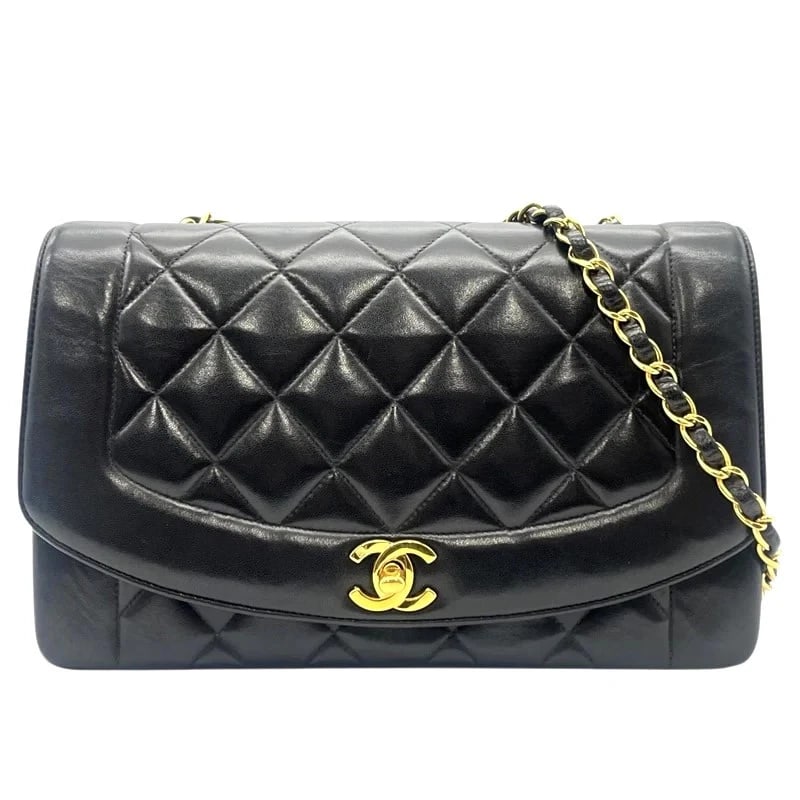 CHANEL DIANA SERIES BLACK GHW LAMBSKIN SHOULDER BAG HANDBAG: CHANEL Diana Series Black GHW Lambskin Shoulder Bag Handbag Brand: CHANEL Type: Handbag Material: Lambskin Color: Black/GD Hardware Size: W: 25cm / H: 15cm / D: 7cm / Shoulder: 110cm Accessories:
