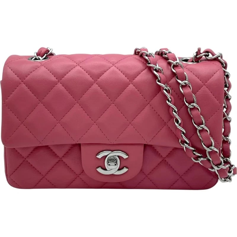 CHANEL MINI MATELASSÉ PINK SHW LAMBSKIN SHOULDER BAG HANDBAG (1 of 9)
