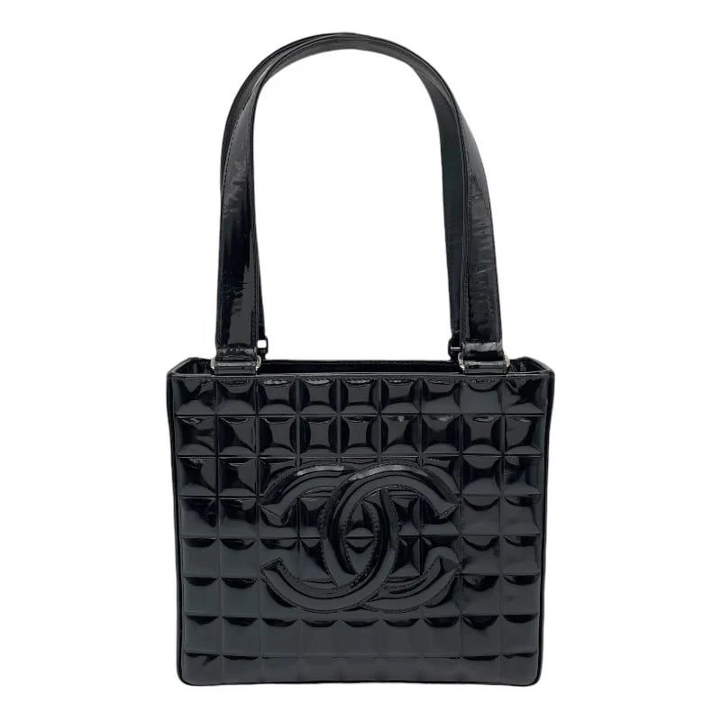 CHANEL CHOCOLATE BAR SERIES BLACK SHW PATENT LEATHER HANDBAG (1 of 9)