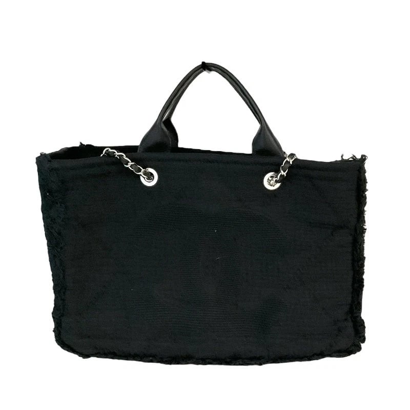 CHANEL LARGE SHOPPING TOTE BLACK/SHW COTTON HANDBAG: CHANEL Large Shopping Tote Black/SHW Cotton Handbag Brand: CHANEL Type: Handbag Material: Cotton Color: Black/SV Hardware Size: W: 38cm / H: 27cm / D: 13cm / Shoulder: 68cm Accessories: None <