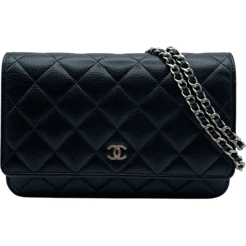 CHANEL MATELASSE CHAIN WALLET SHOULDER BAG HANDBAG: CHANEL Matelasse Chain Wallet Shoulder Bag Handbag Brand: CHANEL Type: Handbag Material: Caviar Skin Color: Black/SV Hardware Size: W: 19cm / H: 12.5cm / D: 2.5cm / Shoulder: 147.5cm 