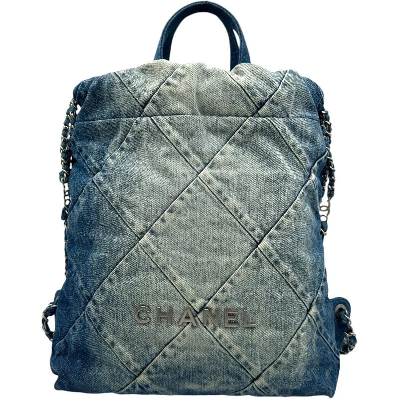 CHANEL 22 BLUE SHW DENIM SHOULDER BAG HANDBAG: CHANEL 22 Blue SHW Denim Shoulder Bag Handbag Brand: CHANEL Type: Handbag Material: Denim Color: Blue SV Hardware Size: W: 28cm / H: 35cm / D: 7.5cm Accessories: None Accessories Notice: When