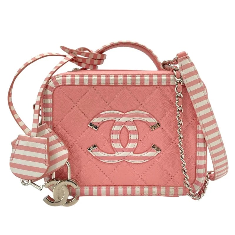 CHANEL CC FILIGREE SMALL VANITY BAG SERIES PINK WHITE SHW HANDBAG (1 of 10)