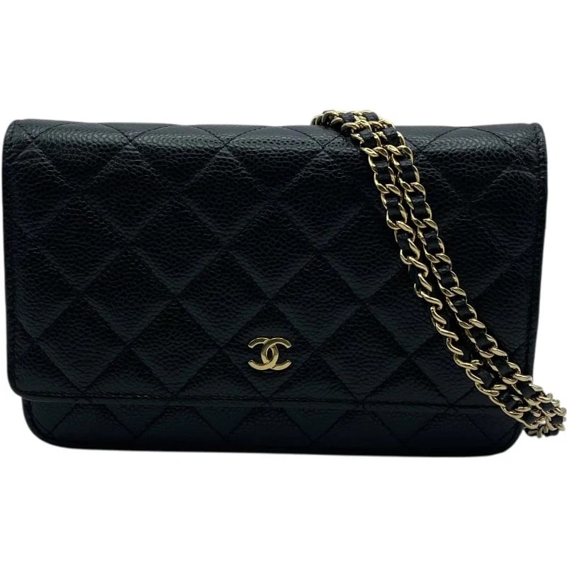CHANEL MATELASSÉ CHAIN WALLET BLACK GHW CAVIAR SHOULDER BAG HANDBAG: CHANEL Matelassé Chain Wallet Black GHW Caviar Shoulder Bag Handbag Brand: CHANEL Type: Handbag Material: Caviar Color: Black GD Hardware Size: W: 19cm / H: 12.5cm / D: 2.5cm / Shoulder: 146.5cm