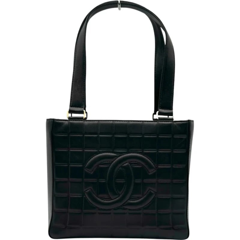 CHANEL CHOCOLATE BAR SERIES BLACK GHW LAMBSKIN HANDBAG (1 of 10)
