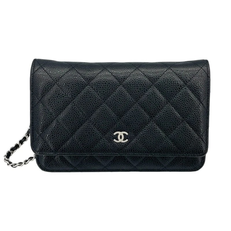 CHANEL MATELASSE CHAIN WALLET BLACK SHW CAVIAR SKIN SHOULDER BAG HANDBAG (1 of 7)