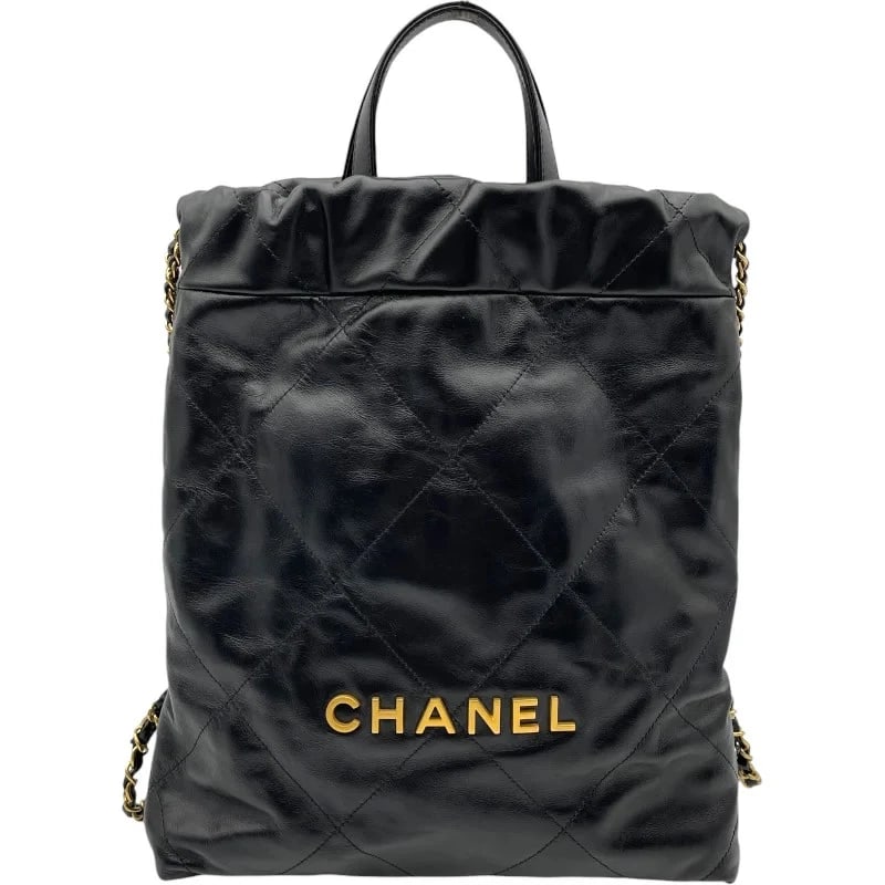 CHANEL 22 BACKPACK BLACK GHW CALF HANDBAG (1 of 9)