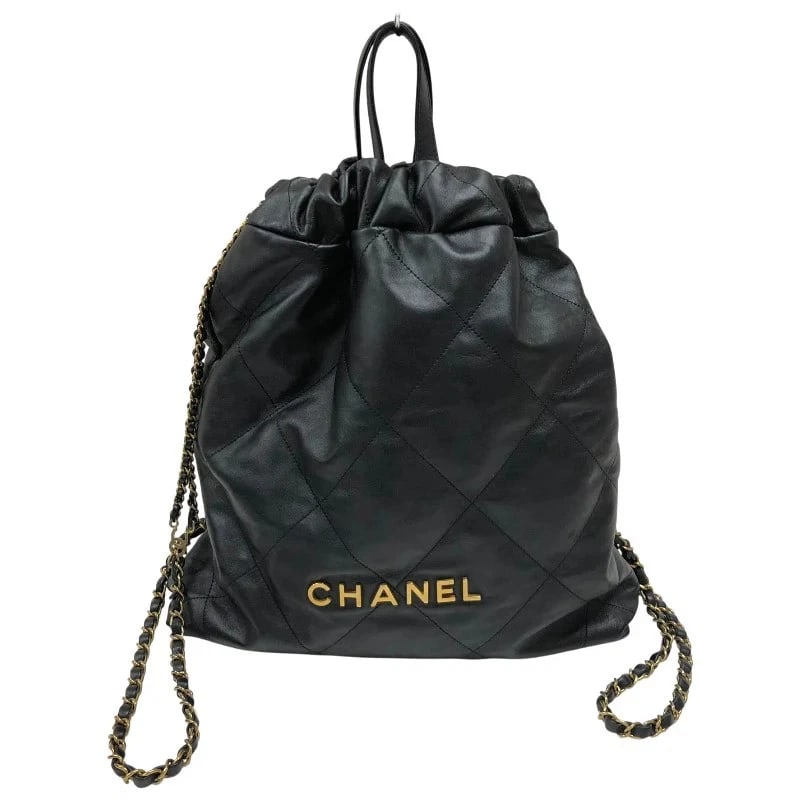 CHANEL 22 LARGE BACKPACK BLACK GHW SHINY CALFSKIN HANDBAG: CHANEL 22 Large Backpack Black GHW Shiny Calfskin Handbag Brand: CHANEL Type: Handbag Material: Shiny Calfskin Color: Black/GD Hardware Size: W: 31cm / H: 37cm / D: 7.5cm Accessories: None
