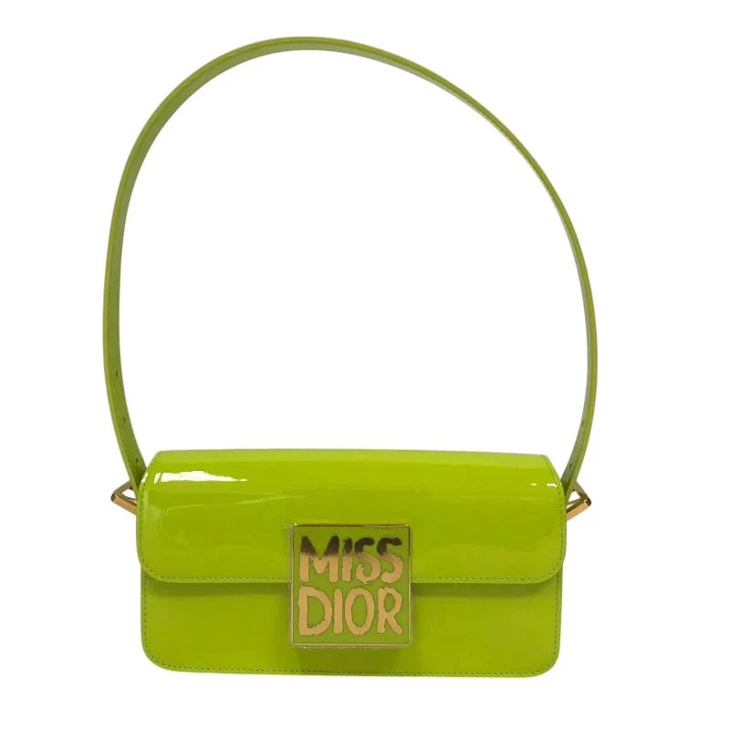 CHRISTIAN DIOR MISS DIOR FLAP BAG APPLE GREEN PATENT LEATHER HANDBAG: Christian Dior Miss Dior Flap Bag Apple Green Patent Leather Handbag Brand: CHRISTIAN DIOR Type: Handbag Material: Patent Leather Color: Apple Green Size: W: 29cm / H: 17cm / D: 6cm Accessories: