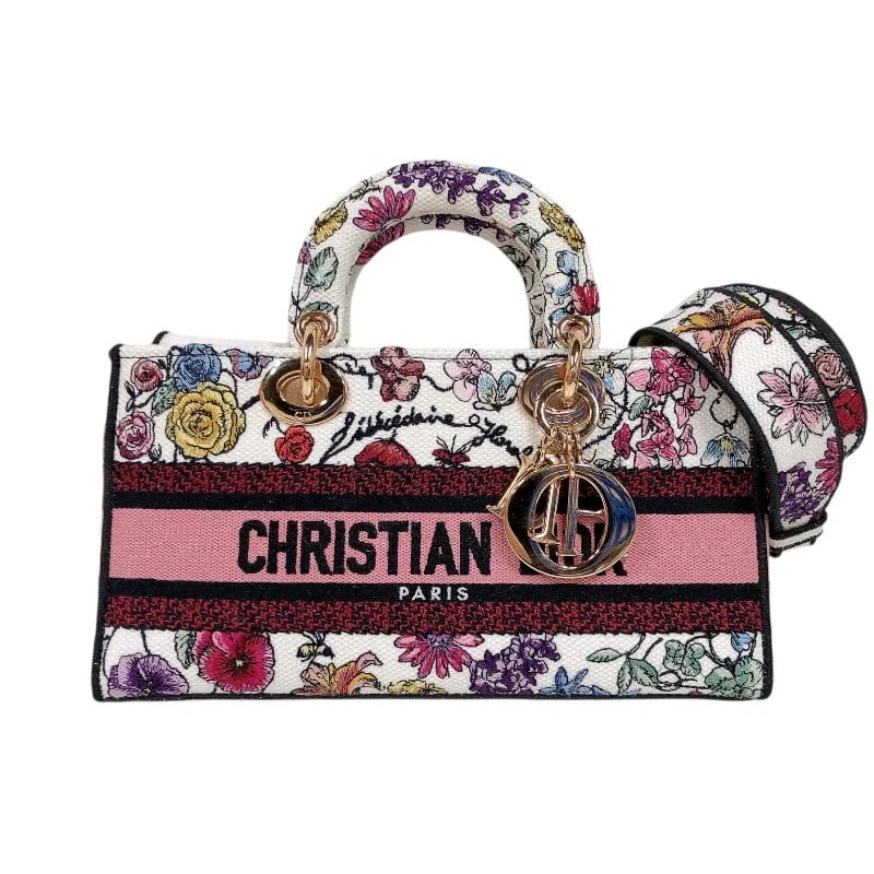 CHRISTIAN DIOR LADY D-JOY MULTICOLOR/GHW CANVAS SHOULDER BAG HANDBAG (1 of 12)