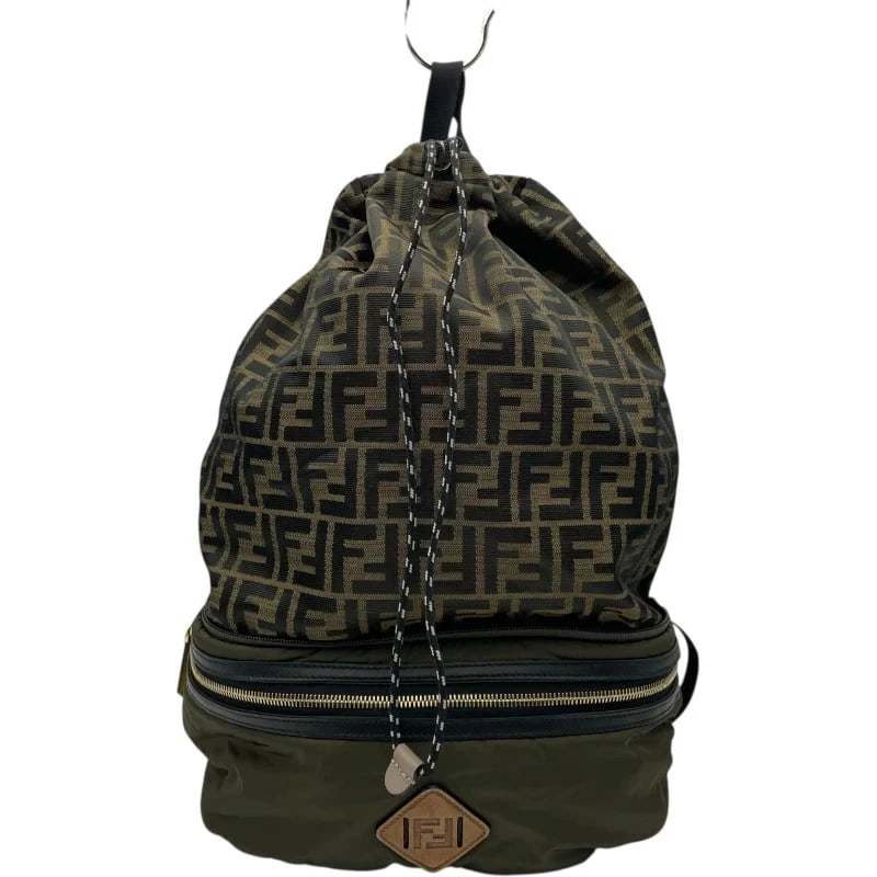 FENDI ZUCCA PATTERN BACKPACK WAIST POUCH HANDBAG: FENDI Zucca Pattern Backpack Waist Pouch Handbag Brand: FENDI Type: Handbag Material: Canvas/Nylon Color: Brown Khaki Size: W: 30.5cm / H: 30.5cm / D: 21cm Accessories: None Accessories No