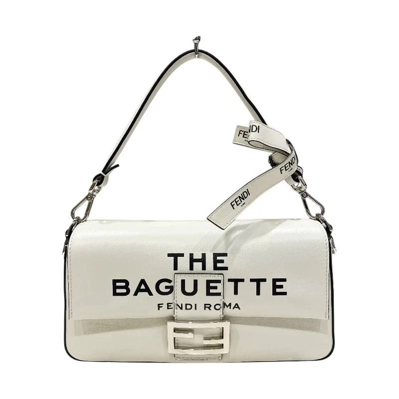 FENDI BAGUETTE BAG MARC JACOBS WHITE SHW CALF HANDBAG: FENDI Baguette Bag MARC JACOBS White SHW Calf Handbag Brand: FENDI Type: Handbag Material: Calf Color: White/SV Hardware Size: W: 28cm / H: 14cm / D: 6cm Accessories: None Accessories Noti