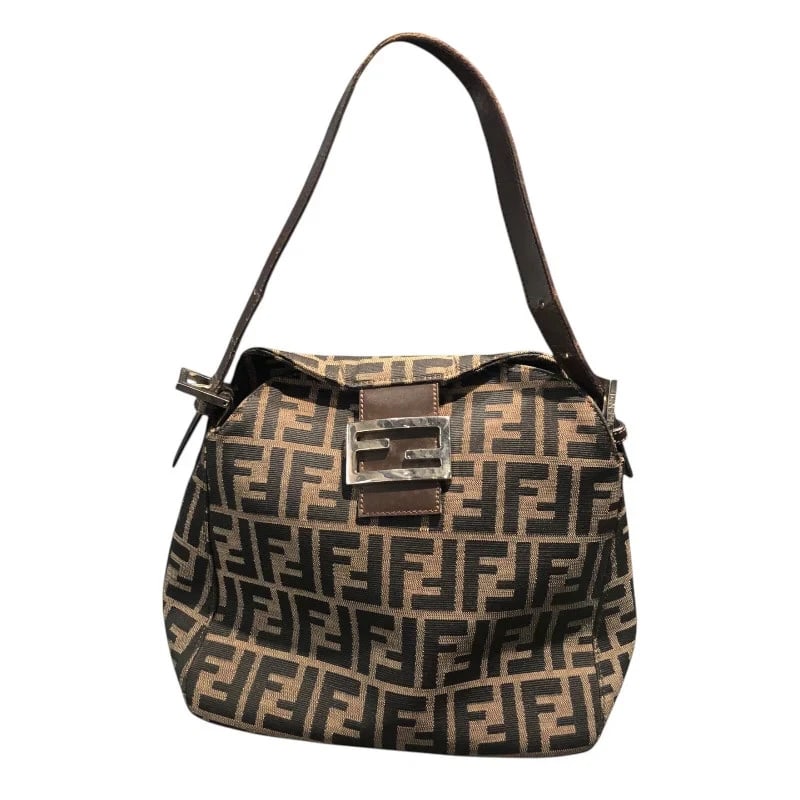 FENDI ZUCCA MAMMA BUCKET BAG BROWN JACQUARD CANVAS/LEATHER HANDBAG (1 of 6)