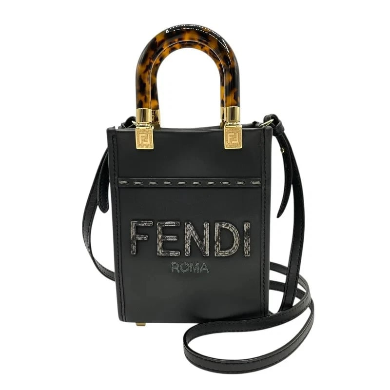 FENDI SUNSHINE SHOPPER MINI DARK GREY HANDBAG (1 of 8)
