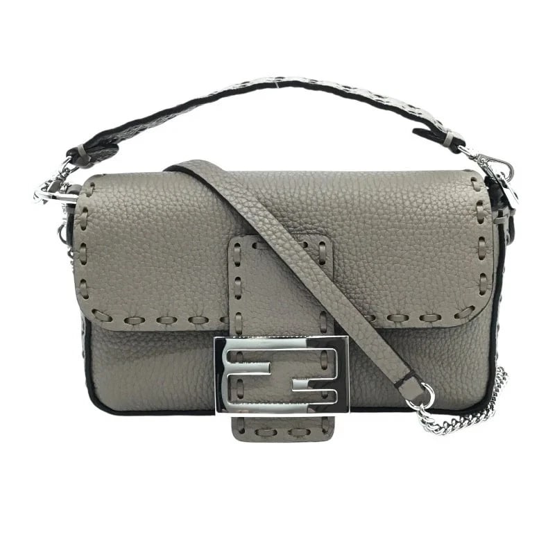 FENDI SELLERIA MINI BUCKET GREY SHW LEATHER HANDBAG (1 of 8)