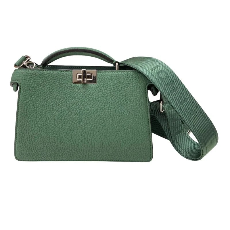 FENDI PEEKABOO ISEEU X-CROSS GREEN GRAIN HANDBAG: FENDI Peekaboo ISeeU X-Cross Green Grain Handbag Brand: FENDI Type: Handbag Material: Grain Color: green Size: W: 21cm / H: 14cm / D: 6cm / Shoulder: 140cm Accessories: None Accessories No