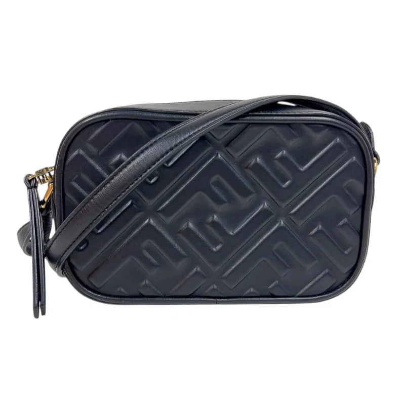 FENDI FF EMBOSSED LOGO CAMERA CASE BLACK HANDBAG (1 of 11)