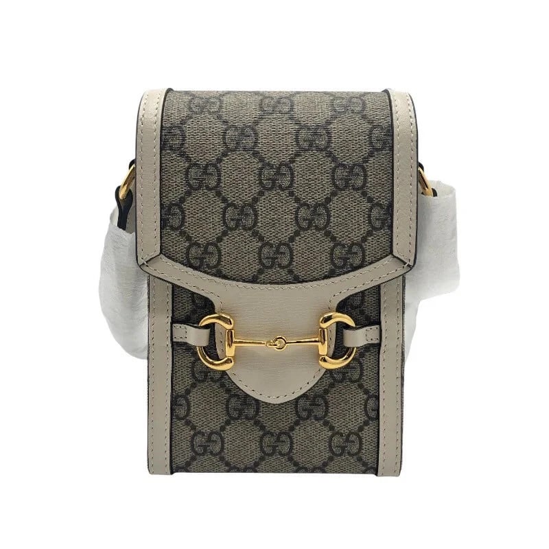 GUCCI HORSEBIT MINI BEIGE GG SUPREME LEATHER HANDBAG: GUCCI Horsebit Mini Beige GG Supreme Leather Handbag Brand: GUCCI Type: Handbag Material: Gg Supreme Leather Color: beige Size: W: 11cm / H: 17.5cm / D: 4cm Accessories: None Accessories N