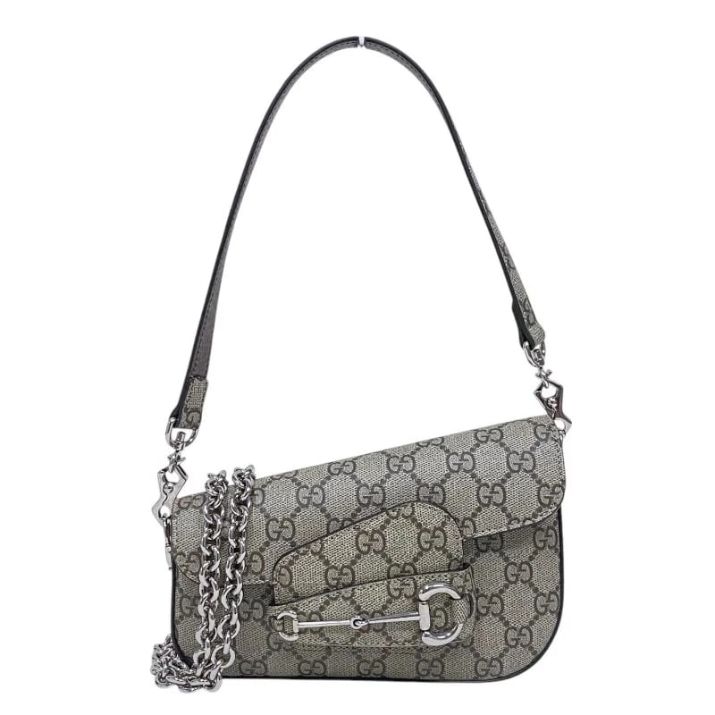 GUCCI HORSEBIT MINI BAG BEIGE GG SUPREME HANDBAG: GUCCI Horsebit Mini Bag Beige GG Supreme Handbag Brand: GUCCI Type: Handbag Material: Gg Supreme Canvas Color: beige Size: W: 19cm / H: 13-9cm / D: 3-6cm / Shoulder: 50cm Accessories: None