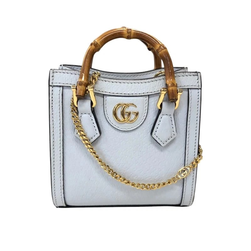 GUCCI DIANA NANO BAG LIGHT BLUE HANDBAG: GUCCI Diana Nano Bag Light Blue Handbag Brand: GUCCI Type: Handbag Material: Leather Color: Light Blue/GD Hardware Size: W: 12cm / H: 16.5cm / D: 6cm / Shoulder: 113cm Accessories: None Ac