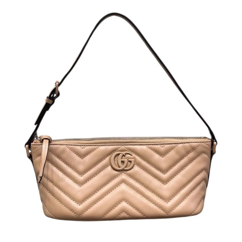 GUCCI GG MARMONT SMALL BEIGE HANDBAG: GUCCI GG Marmont Small Beige Handbag Brand: GUCCI Type: Handbag Material: Leather Color: beige Size: W: 22cm / H: 11cm / D: 10cm / Shoulder: 44~48cm Accessories: None Accessories Notice: W
