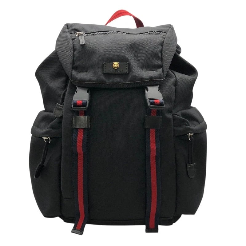 GUCCI SHELLY LINE BACKPACK BLACK NYLON HANDBAG (1 of 8)