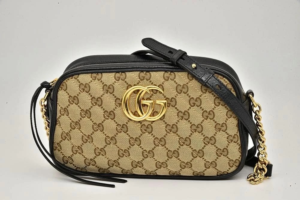 GUCCI GG MARMONT SMALL QUILTED GG CANVAS BEIGE HANDBAG (1 of 6)
