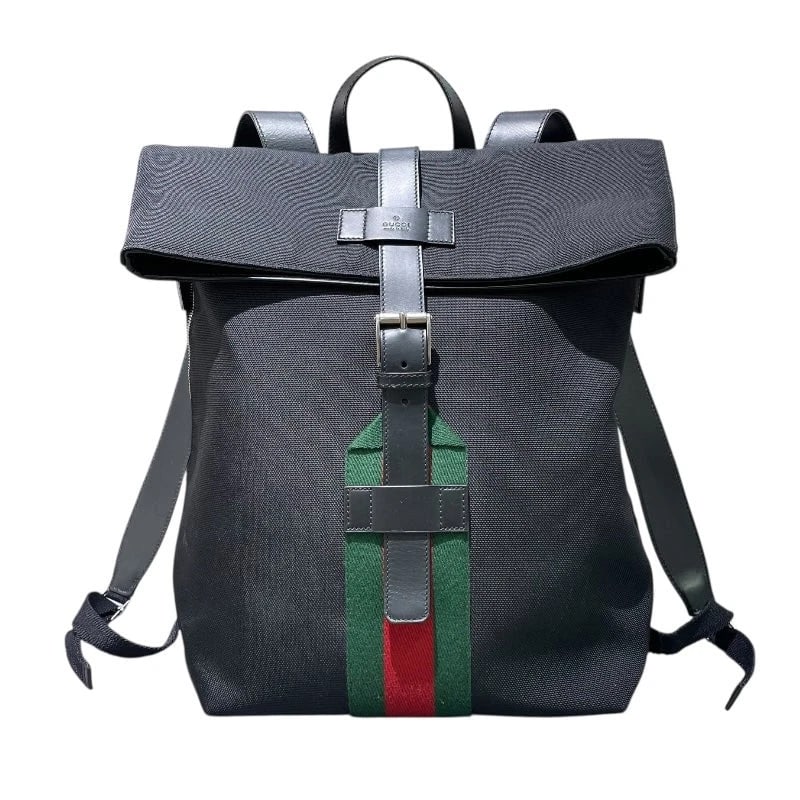 GUCCI SHELLY LINE BACKPACK BLACK NYLON HANDBAG (1 of 11)