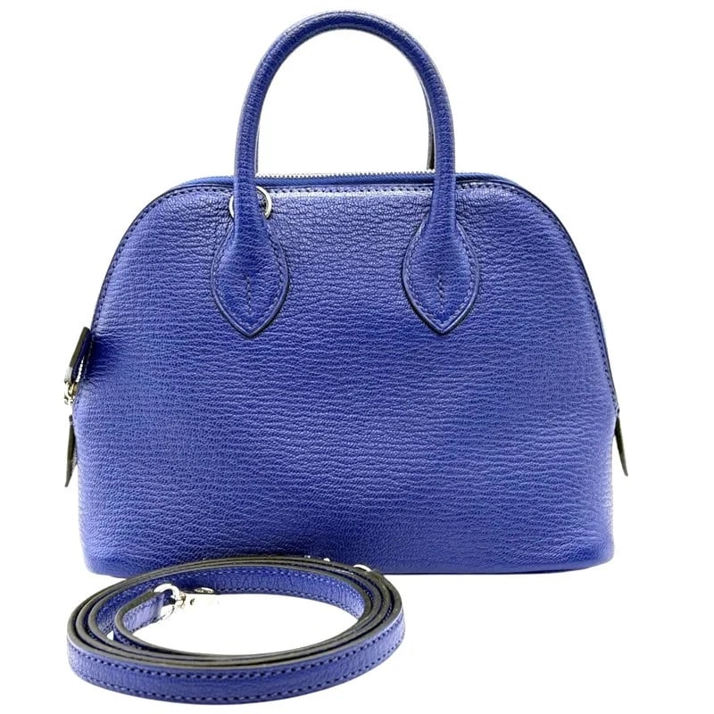 HERMES BOLIDE MINI STAMP BLUE ELECTRIC SHW CHEVRE SHOULDER BAG HANDBAG (1 of 3)