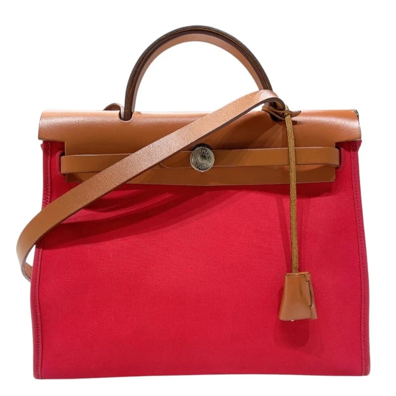 HERMES HERBAG ZIP STAMP TOILE/HUNTER HANDBAG (1 of 12)